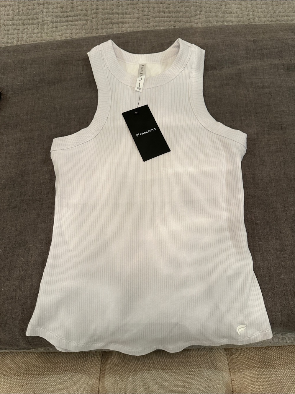 Fabletics White Ribbed Athletic Tank Top